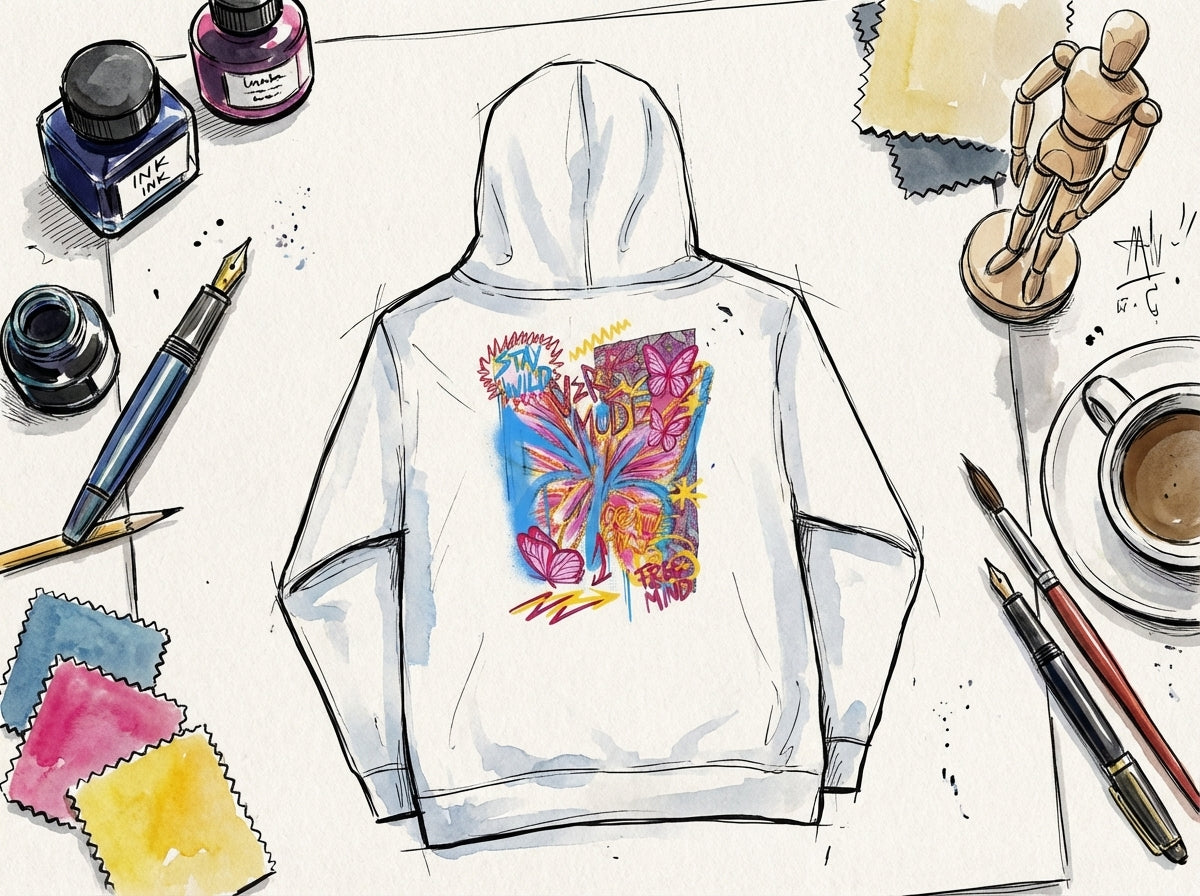 Free Mind Embroidered Kids Hoodie